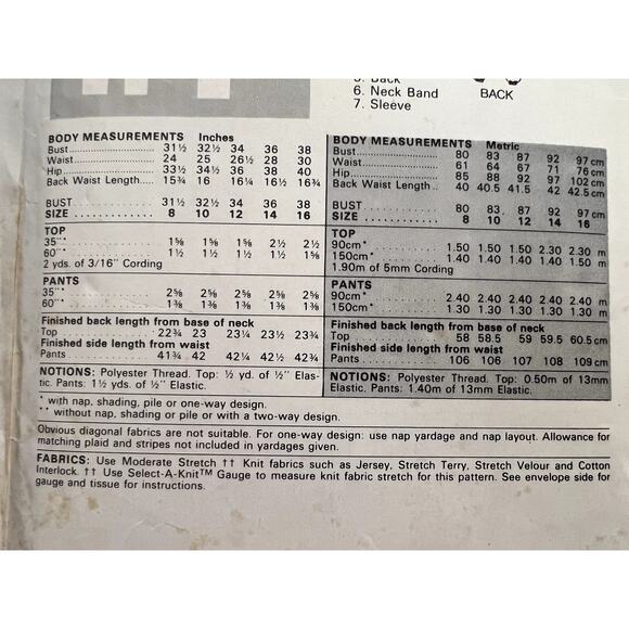 Buterick 3018 sewing pattern separates sweat suit 1980s size 12 14 16 - Picture 5 of 5